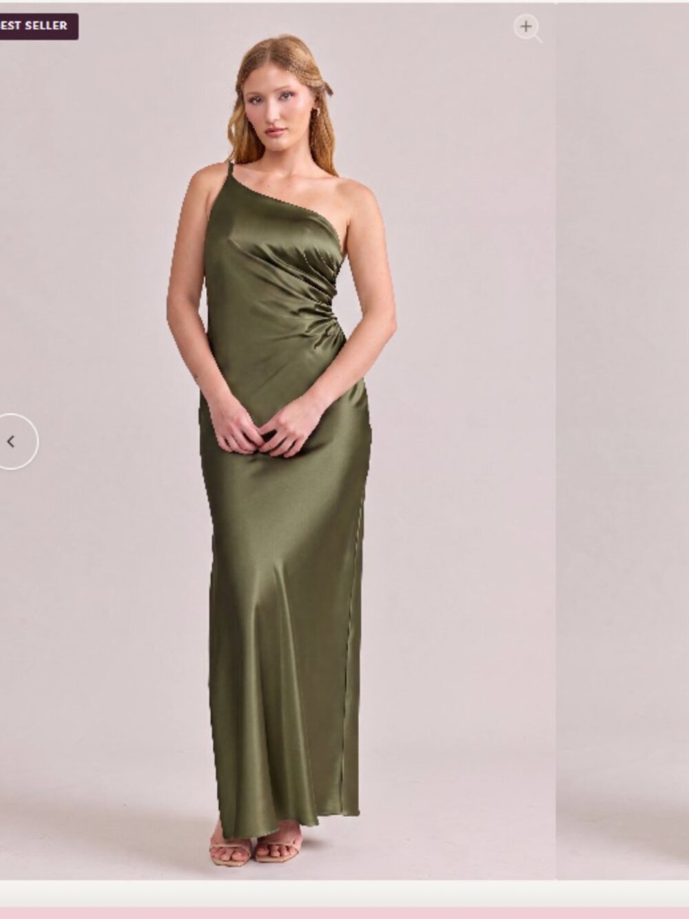Revelry Jade Satin Dress - Deep Olive